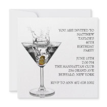 Martini Glass Mans 40th Birthday Party Announcements