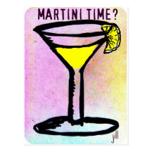 MARTINI TIME LEMON DROP PASTEL PRINT by Jill Post Cards