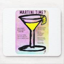 MARTINI TIME LEMON DROP PASTEL PRINT with RECIPE b Mousepad