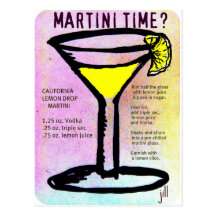 MARTINI TIME LEMON DROP PASTEL PRINT with RECIPE b Post Cards