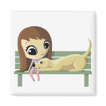 Mary and Crouton the Dog Refrigerator Magnet