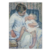 Mary Cassatt Mother About to Wash Her Sleepy Child Greeting Cards