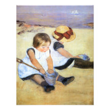Mary Cassatt Playing on the Beach Invitations