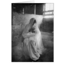 Mary holding Jesus in Stable Greeting Card