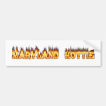 Maryand hottie fire and flames design bumper stickers