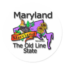 Maryland The Old Line State Bird Round Sticker