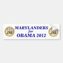 Marylanders for Obama 2012 sticker Bumper Sticker