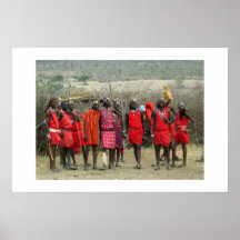 MASAI WARRIORS IN KENYA AFRICA POSTERS