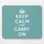 Masculine Teal Keep Calm and Carry On mousepads