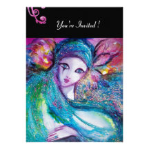 MASK IN BLUE Elegant Masquerade Party,Teal Black Personalized Invites