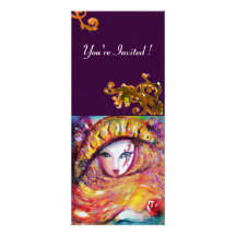 MASK IN YELLOW, MARDI GRAS PARTY black purple red Personalized Invitation