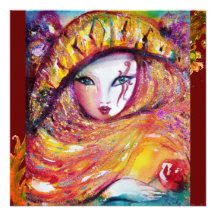 MASK IN YELLOW, MARDI GRAS PARTY purple red violet Invite