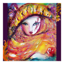 MASK IN YELLOW, MARDI GRAS PARTY purple red violet Custom Invitation