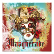 Mask masquerade venetian mardi gras party personalized announcements