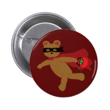 Masked Halloween Bear Button