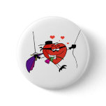Masked Heart Swinging On A Rope And Biting A Rose buttons