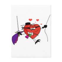 Masked Heart Swinging On A Rope And Biting A Rose Post Cards