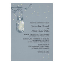 Mason Jar and Fireflies Wedding Invitations