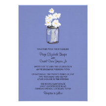 Mason Jar  and White Daisies Wedding Invite