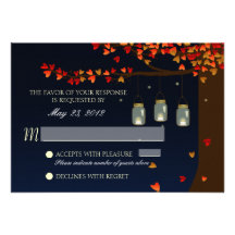 Mason Jar Fireflies Oak Tree RSVP Custom Invites