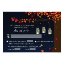 Mason Jar Fireflies Oak Tree RSVP [Meal Options] Personalised Announcement