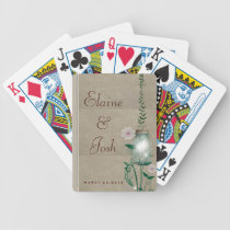 Mason Jar with flowers and greenery playing cards