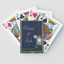 Mason Jar with flowers and greenery playing cards