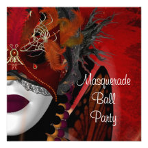 Masquerade Ball Party Mask Black Red Girl 3 Custom Announcements