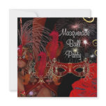 Masquerade Ball Party Mask Black Red Showgirl 3