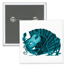 Masquerade in Teal Button