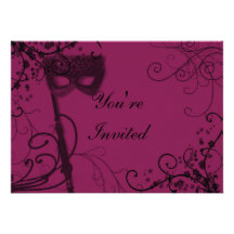Masquerade Mystique Cranberry Personalized Invites