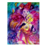 MASQUERADE NIGHT Carnival Musician in Pink Costume Postcard