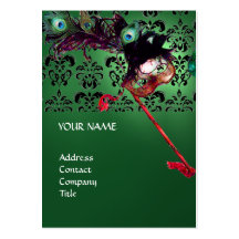 MASQUERADE PARTY black and white damask Business Card
