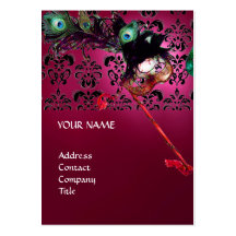 MASQUERADE PARTY black and white damask Business Card