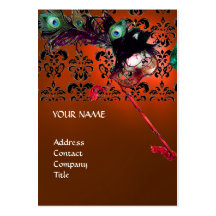 MASQUERADE PARTY black and white damask Business Card Template