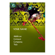 MASQUERADE PARTY black and white damask Business Card Template
