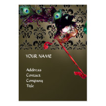 MASQUERADE PARTY black and white damask Business Cards