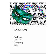 MASQUERADE PARTY black and white damask Business Card