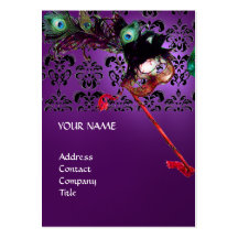 MASQUERADE PARTY black and white damask Business Cards