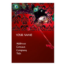 MASQUERADE PARTY black and white damask Business Card