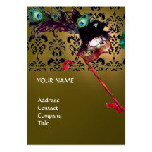 MASQUERADE PARTY black and white damask Business Cards