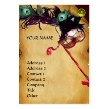 MASQUERADE PARTY parchment damask gem pearl Business Card
