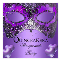 Masquerade Quinceanera 15 Purple Birthday Personalised Announcements