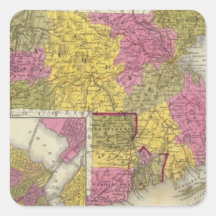 Massachusetts And Rhode Island 2 Square Stickers