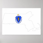 Massachusetts Flag Map Poster