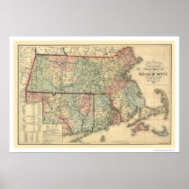 Massachusetts Railroad Map 1879 Posters