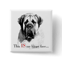 Mastiff Happy Face Button
