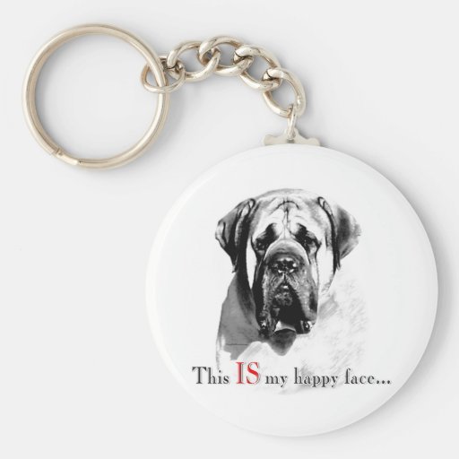 Mastiff Happy Face Keychain