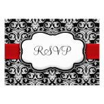 Matching RSVP Black/White Damask Red Ribbon Personalized Announcements