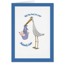 Maternity leave , stork and baby cards